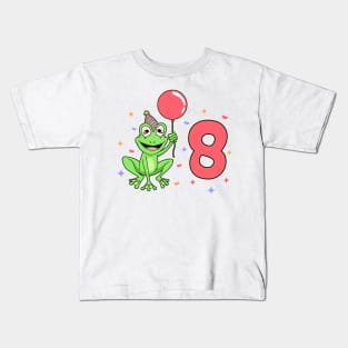 I am 8 with frog - kids birthday 8 years old Kids T-Shirt